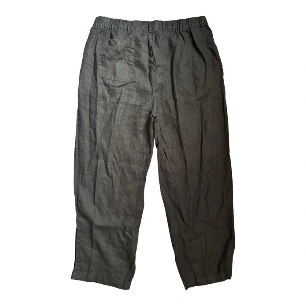 Quince 100% European Linen Pants Women’s Size L Black Relaxed - Picture 3 of 10